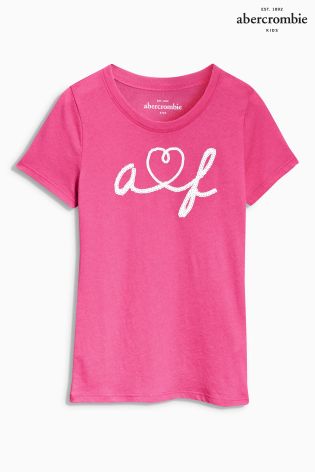 Pink Abercrombie & Fitch Italic Logo Tee